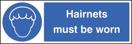 25627G Hairnets must be worn Self Adhesive Vinyl (300x100mm) Safety Sign