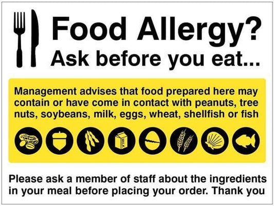 25632K Food Allergy Notice Safety Sign