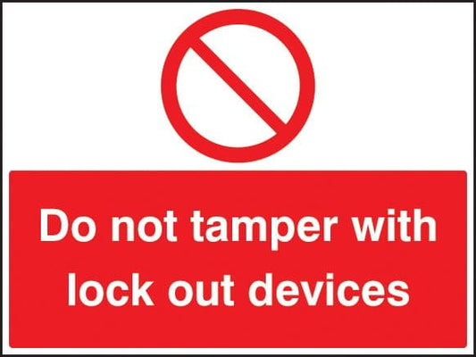 26244A Do not tamper with lockout devices Self Adhesive Vinyl (100x75mm) Safety Sign
