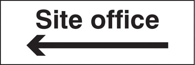 26409G Site office arrow left Self Adhesive Vinyl (300x100mm) Safety Sign