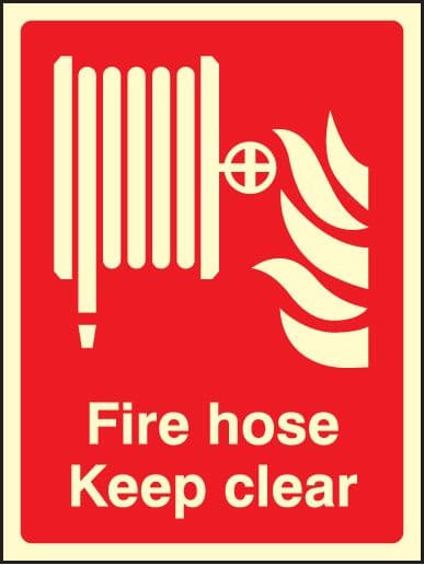 31007E Fire hose keep clear Photoluminescent Rigid (200x150mm) Safety Sign