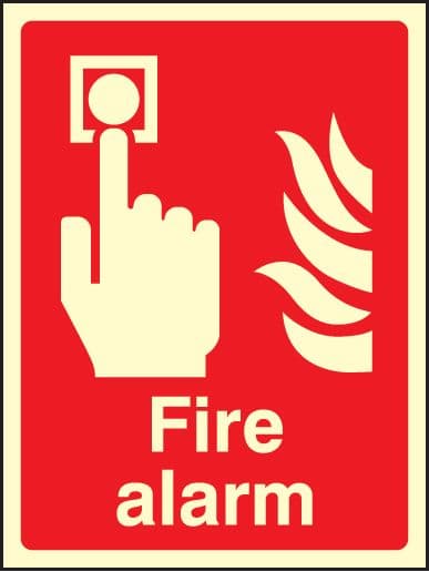 31010E Fire alarm Photoluminescent Rigid (200x150mm) Safety Sign