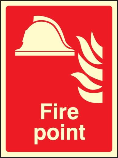 31014K Fire point Photoluminescent Rigid (400x300mm) Safety Sign