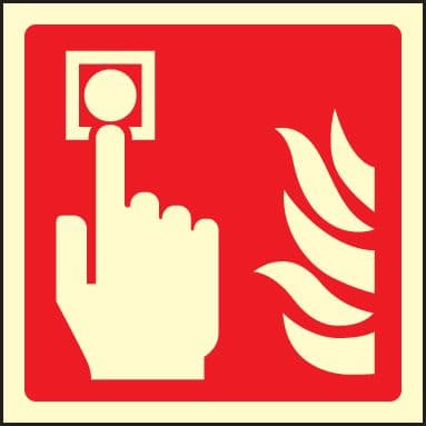31017C Fire alarm call point symbol Photoluminescent Rigid (150x150mm) Safety Sign