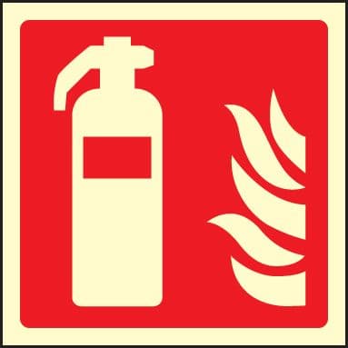 31018U Fire extinguisher symbol Photoluminescent Rigid (100x100mm) Safety Sign