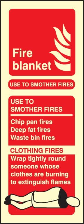 31218S Fire blanket identification Photoluminescent Rigid (75x200mm) Safety Sign