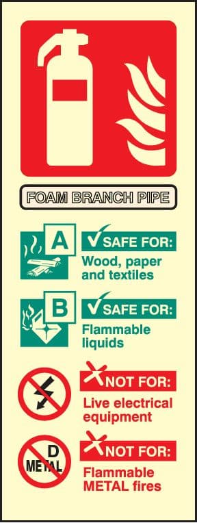 31219S Foam branchpipe identification Photoluminescent Rigid (75x200mm) Safety Sign