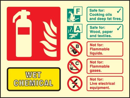 31236D Wet chemical extinguisher identification Photoluminescent Rigid (100x150mm) Safety Sign