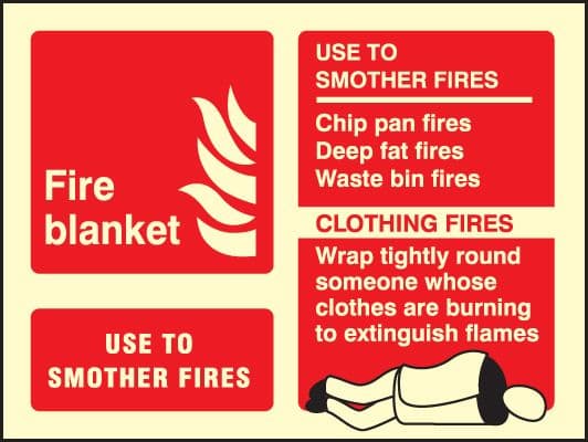 31246D Fire blanket identification Photoluminescent Rigid (100x150mm) Safety Sign