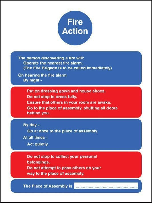 31416E Fire action residential homes & multi-occupancy buildings Safety Sign