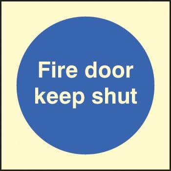 31610B Fire door keep shut Photoluminescent Rigid (80x80mm) Safety Sign