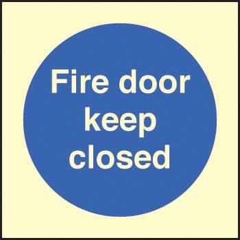 31616B Fire door keep closed Photoluminescent Rigid (80x80mm) Safety Sign