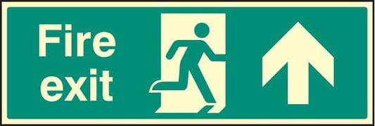 32007G Fire exit - straight on Photoluminescent Rigid (300x100mm) Safety Sign