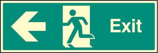 32011G Exit - left Photoluminescent Rigid (300x100mm) Safety Sign