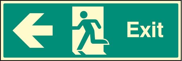 32011L Exit - left Photoluminescent Rigid (450x150mm) Safety Sign