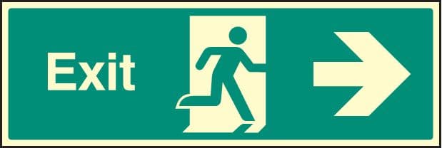 32012L Exit - right Photoluminescent Rigid (450x150mm) Safety Sign
