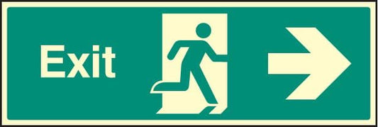 32012L Exit - right Photoluminescent Rigid (450x150mm) Safety Sign