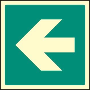 32038U Arrow - 180 deg Photoluminescent Rigid (100x100mm) Safety Sign
