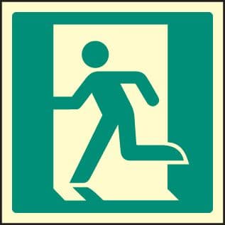 32039F Running man - left Photoluminescent Rigid (200x200mm) Safety Sign