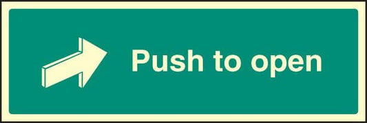 32050L Push to open Photoluminescent Rigid (450x150mm) Safety Sign