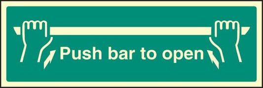 32052L Push bar to open Photoluminescent Rigid (450x150mm) Safety Sign