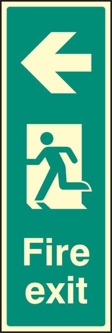 32053L Fire exit left (portrait) Photoluminescent Rigid (450x150mm) Safety Sign