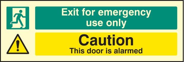 32065G Exit for emergency use only caution this door is alarmed Photoluminescent Rigid (300x100mm)