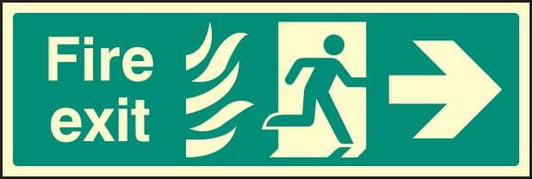 32084L Fire exit photo HTM (right) Photoluminescent Rigid (450x150mm) Safety Sign