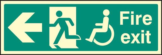 32087L Disabled fire exit <--- Photoluminescent Rigid (450x150mm) Safety Sign