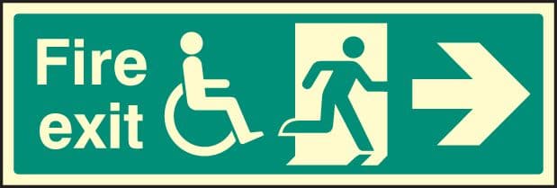 32089L Disabled fire exit ---> Photoluminescent Rigid (450x150mm) Safety Sign