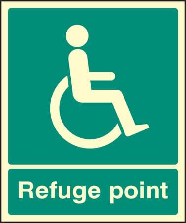 32095H Refuge point Photoluminescent Rigid (300x250mm) Safety Sign