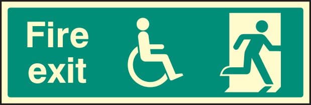 32098L Disabled final fire exit Photoluminescent Rigid (450x150mm) Safety Sign