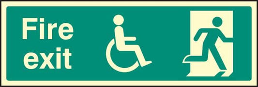 32098L Disabled final fire exit Photoluminescent Rigid (450x150mm) Safety Sign