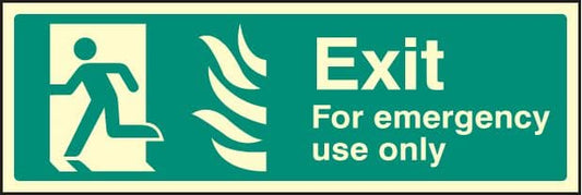 32107L Fire exit - emergency use HTM Photoluminescent Rigid (450x150mm) Safety Sign
