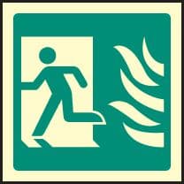 32109F Running man symbol - left HTM Photoluminescent Rigid (200x200mm) Safety Sign