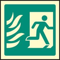 32110F Running man symbol - right HTM Photoluminescent Rigid (200x200mm) Safety Sign