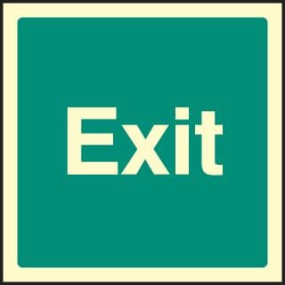 32122F Exit - text only Photoluminescent Rigid (200x200mm) Safety Sign