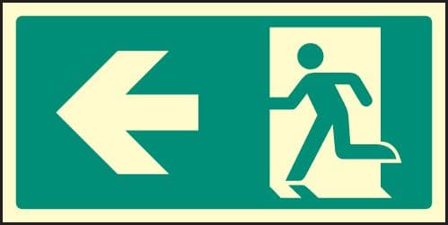 32152V Arrow left intermediate marker Photoluminescent Rigid (300x150mm) Safety Sign