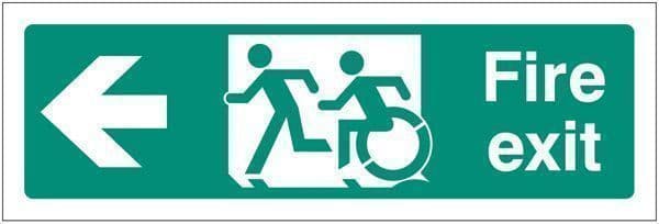 32162L Disabled fire exit arrow left - inclusive design Safety Sign