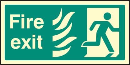 42082J Fire exit photo HTM (right) Photoluminescent S/A Vinyl (400x200mm) Safety Sign