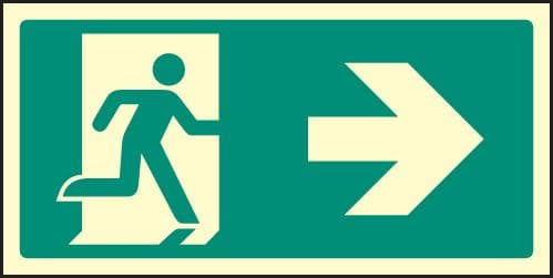 42153X Arrow right intermediate marker Photoluminescent S/A Vinyl (200x100mm) Safety Sign