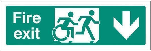 42165L Disabled fire exit arrow down - inclusive design Safety Sign