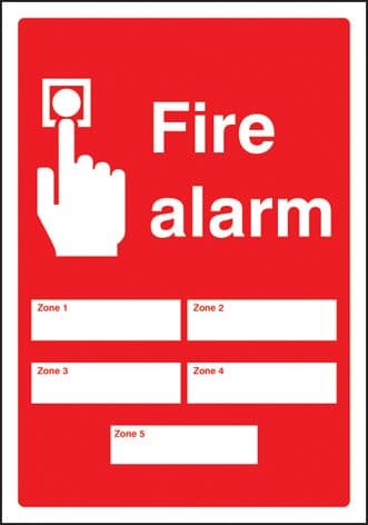 51043 Fire alarm 5 zones adapt-a-sign 215x310mm  (215 x 310mm) Safety Sign