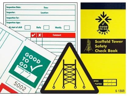 51303 Good to go safety scaffold tower check book  (H210xW100xD5mm) Safety Sign