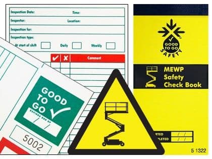 51322 Good to go safety MEWP check book  (H210xW100xD5mm) Safety Sign