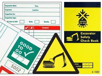 51342 Good To Go Safety Excavator Check Book - 25 inspections Safety Sign