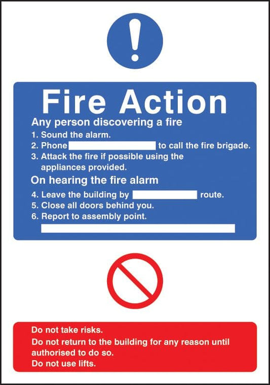 51432 General fire action with lift adapt-a-sign 215x310mm  (215 x 310mm) Safety Sign