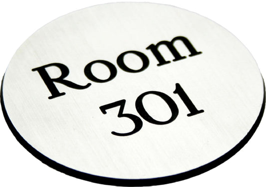 51550 Engraved Sign with adhesive backing - 95mm dia White text on red  (95mm dia) Safety Sign