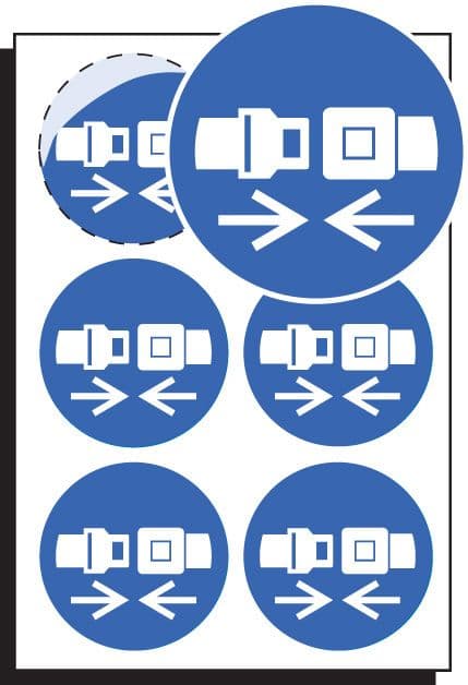 51650 Seatbelt symbol 65mm dia - sheet of 6  (65mm dia) Safety Sign