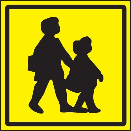 51687 School children pictorial (sav face adhesive 300x300mm)  (300x300mm) Safety Sign